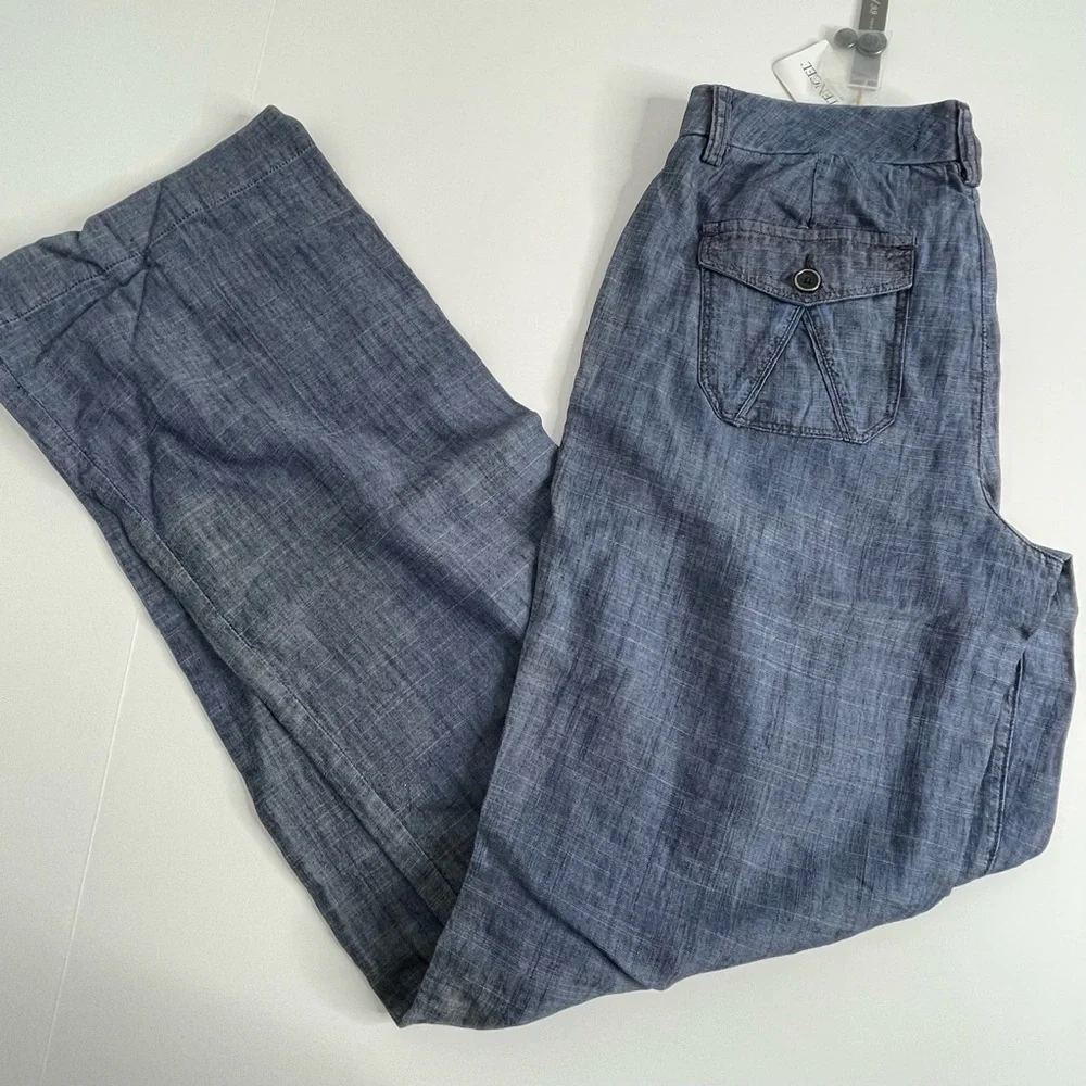 Level 99 Blue Denim Picket Tencel and Linen Trousers Size 27 NWT - Picture 1 of 13